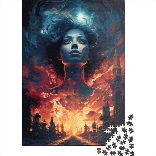 Lustiges Puzzle "Frau in der Stadt" aus 100% recyceltem Karton für Jungen oder Mädchen, Geschenke zur Kinderparty, 38x26 cm / 1000 Teile von XJmoney