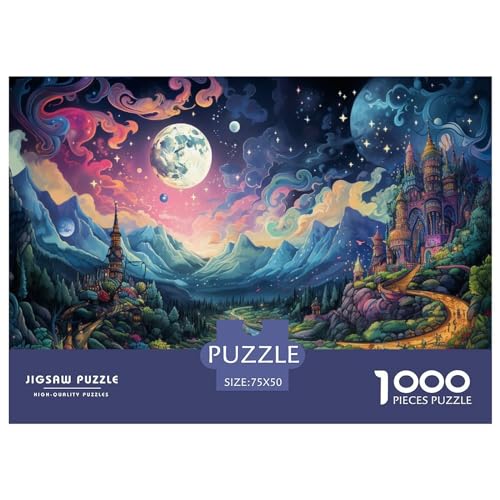 Mondschloss-Puzzles für Erwachsene, 1000-teiliges Puzzle für Erwachsene, lustiges Dekompressionsspiel aus Holz, 1000 Teile (75 x 50 cm) von XJmoney