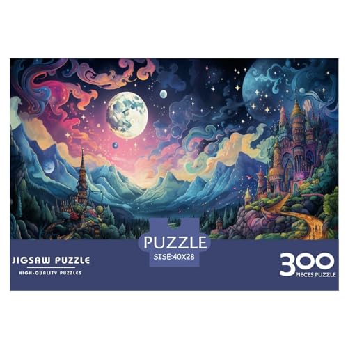 Mondschloss-Puzzles für Erwachsene, 300-teiliges Puzzle für Erwachsene, lustiges Dekompressionsspiel aus Holz, 300 Teile (40 x 28 cm) von XJmoney