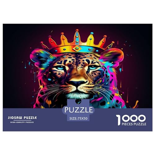 Neon_Cheetah-Puzzle für Erwachsene, 1000, klassisches Puzzle, entspannendes Holzpuzzlespiel, Denksportaufgabe, 1000 Teile (75 x 50 cm) von XJmoney