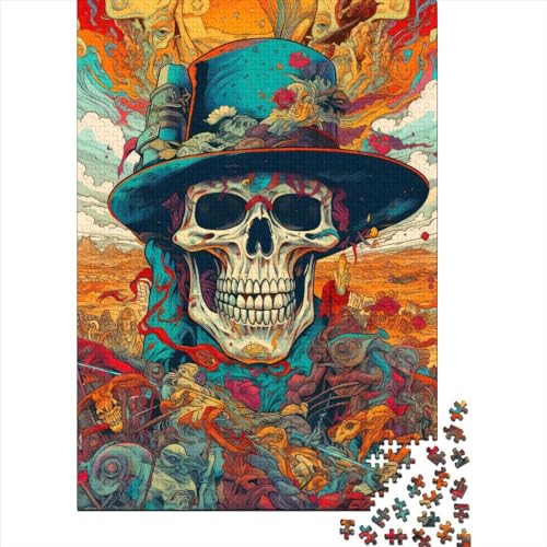 Psychedelisches Cowboy-Schädel-Puzzle, Dekompressionsspielzeug, 100 % recyceltes Karton-Puzzle für Kinder, Erwachsene, Halloween-Geschenke, 70 x 50 cm/1000 Stück Psychedelisches Cowboy-Schädel-Puzzle, Dekompressionsspielzeug, 100 % recyceltes Karton-Puzzle für Kinder, Erwachsene, Halloween-Geschenke, 70 x 50 cm/1000 Stück von XJmoney