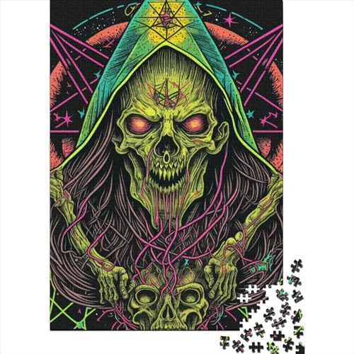 Psychedelisches Skelett Puzzle 100% recycelter Karton 100% recycelter Karton Puzzle für Erwachsene Teenager Ostergeschenke 38x26cm/1000 Teile von XJmoney