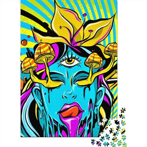 Puzzle 1000 Teile, Trippy Girl Mushrooms, Puzzle für Erwachsene, Schwierigkeitsgrad: Puzzle, Lernspielzeug, Spiele, Familiendekoration, 1000 Teile (75 x 50 cm) von XJmoney