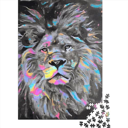 Puzzle Abstrakter Löwe Puzzlespiel 100% recycelter Karton Puzzle für Erwachsene Kinder Geburtstagsgeschenk 70x50cm/1000 Teile von XJmoney