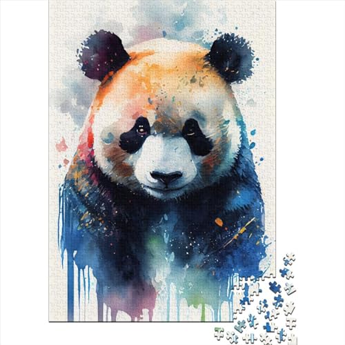 Puzzle Aquarell Panda Alter 18 Jahre Upe Bildungsspiele Papier Rechteckiges Puzzle für Frauen Männer Ostergeschenk 70x50cm/1000 Teile von XJmoney