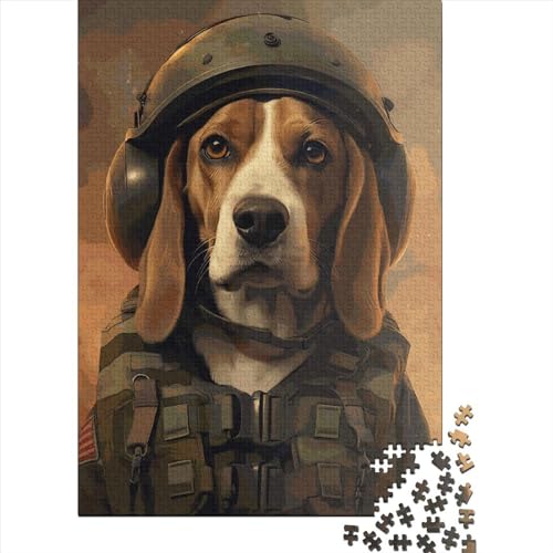 Puzzle Beagle Soldier Puzzle 100% recycelter Karton für Erwachsene Kinder Geburtstagsgeschenk 70x50cm/1000 Teile von XJmoney