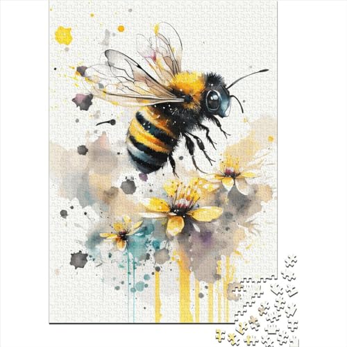 Puzzle Biene Aquarell 100% recycelter Karton Puzzle 100% recycelter Karton für Kinder Erwachsene Geschenke zum Kindertag 70x50cm/1000 Stück von XJmoney