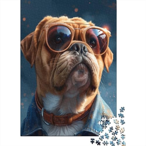 Puzzle Bulldog Cool Relax Challenge Spielzeug Papier Puzzle Rechteckig für Erwachsene Kinder Vatertagsgeschenke 70 x 50 cm / 1000 Stück von XJmoney