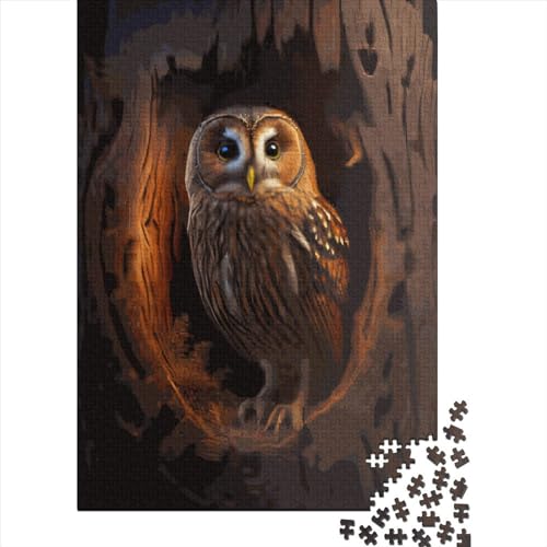 Puzzle Eule Baum Stamm Bilder personalisierbare Bilder Puzzle 100% recycelter Karton für Jungen oder Mädchen 70 x 50 cm / 1000 Teile von XJmoney