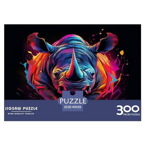 Puzzle Nashorn, Puzzle für Erwachsene, 300 Teile, Holzpuzzle, Wandkunst-Puzzlespiele, 300 Teile (40 x 28 cm) von XJmoney