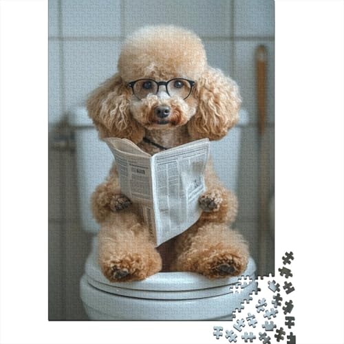 Puzzle Poodle_dog_sitting Alter 18 Jahre Upe Lernspiele Rechteckiges Papierpuzzle für Kinder Erwachsene Weihnachtsgeschenke 38 x 26 cm / 1000 Teile von XJmoney