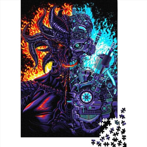 Puzzle Roboter Vs Dämon Lernspiele Aktivitäten für die Familie Puzzle aus 100% recyceltem Karton für Erwachsene Jugendliche Kinder Muttertagsgeschenke 70x50cm/1000 Stück von XJmoney