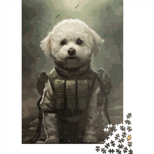 Puzzle Soldat Bichon Frise 100% recycelter Karton Puzzle 100% recycelter Karton für Erwachsene Jugendliche Ostergeschenke 70 x 50 cm / 1000 Stück von XJmoney