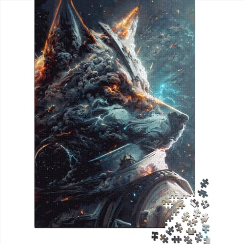Puzzle Space Wolf Family Fun Puzzle aus 100% recyceltem Karton für Frauen und Männer, 70x50cm/1000 Teile von XJmoney