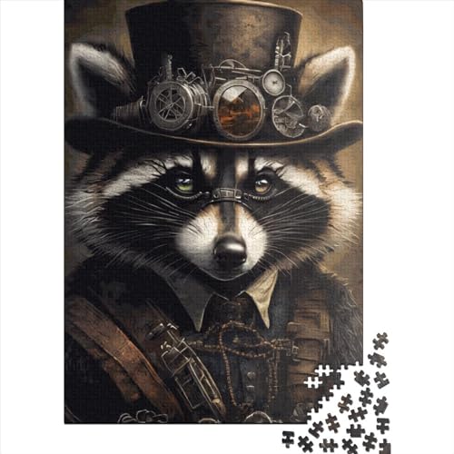 Puzzle Steampunk Raccoon Relax Challenge Spielzeug Papier Puzzle rechteckig für Erwachsene Kinder Vatertagsgeschenke 70 x 50 cm / 1000 Stück von XJmoney