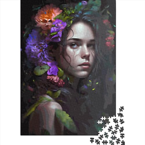 Puzzle The Floral Girl 100% recycelter Karton Premium-Puzzle für Kinder Erwachsene Weihnachtsgeschenke 70x50cm/1000 Teile von XJmoney