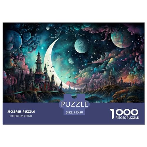 Puzzle für Erwachsene, 1000 Teile, Schloss-Puzzle, kreatives rechteckiges Puzzle, Dekomprimierungsspiel, 1000 Teile (75 x 50 cm) von XJmoney