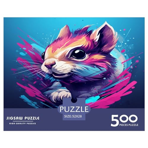 Puzzle für Erwachsene, 500 Teile, Eichhörnchen-Puzzle, kreatives rechteckiges Puzzle, Dekomprimierungsspiel, 500 Teile (52 x 38 cm) von XJmoney
