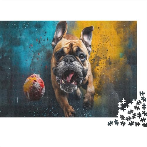 Puzzle für Erwachsene 1000 Teile Kunst Französische Bulldogge Puzzle für Erwachsene Lernen Lernspielzeug Spiele für Familien Geburtstagsgeschenk für Kinder Jungen Mädchen 1000 Teile (75x50cm) von XJmoney