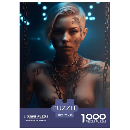 Puzzle für Erwachsene und Jugendliche, nacktes tätowiertes Mädchen, Holzpuzzle für Erwachsene, Teenager-Geschenk, 1000 Teile (75 x 50 cm) von XJmoney
