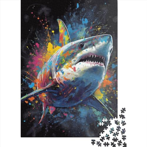 Puzzle zum Malen Hai, Puzzle aus 100% recyceltem Karton für Erwachsene Kinder Geburtstagsgeschenk 70x50cm/1000 Teile von XJmoney