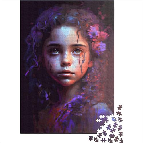 Puzzle zum Stressabbau The Floral Girl Puzzle aus 100% recyceltem Karton für Kinder und Erwachsene ab 12 Jahren Halloween-Geschenke 70 x 50 cm / 1000 Stück von XJmoney
