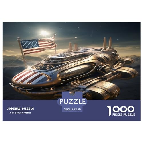 Puzzles 1000 Teile Space_Ship Quadratische Puzzles für Erwachsene und Kinder, Holzpuzzles Anspruchsvolle Spielpuzzles 1000 Stück (75 x 50 cm) von XJmoney