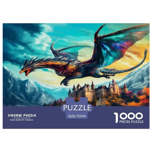 Puzzles 1000 Teile für Erwachsene | Drachenfliegende Rätsel | 1000 Teile Puzzle Lernspiele Heimdekoration Puzzle 1000 Teile (75x50cm) von XJmoney