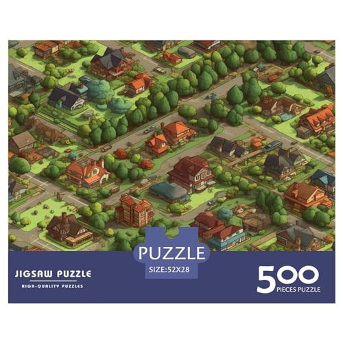 Puzzles 500 Teile für Erwachsene, Chicago_Suburbs, Puzzles 500 Teile für Erwachsene, 500 Teile (52 x 38 cm) von XJmoney