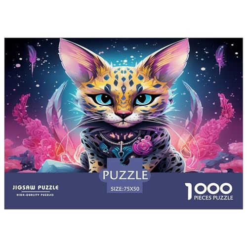 Puzzles für Erwachsene, 1000 Teile, Bengalische Leopardenkatze, Puzzles für Erwachsene, Holzbrettpuzzles, lustiges Geschenk, 1000 Teile (75 x 50 cm) von XJmoney