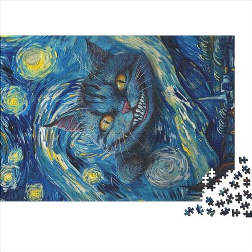 Puzzles für Erwachsene, 1000 Teile, künstlerische böse Katze, kreative Holzpuzzles, praktisches Spiel, Puzzle, Familiendekoration, 1000 Stück (75 x 50 cm) von XJmoney