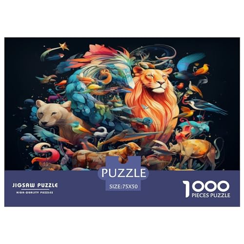 Puzzles für Erwachsene, 1000-teilige Puzzles für Erwachsene, kreative rechteckige Puzzles mit Wildtieren, Holzpuzzle, Puzzle 1000 Teile (75 x 50 cm) von XJmoney