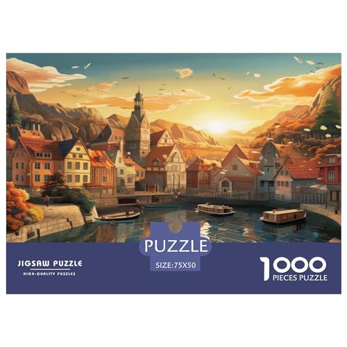 Puzzles für Erwachsene, 1000-teilige Puzzles für Erwachsene, reflektierte kreative rechteckige Puzzles, Holzpuzzle, Puzzle 1000 Teile (75 x 50 cm) von XJmoney