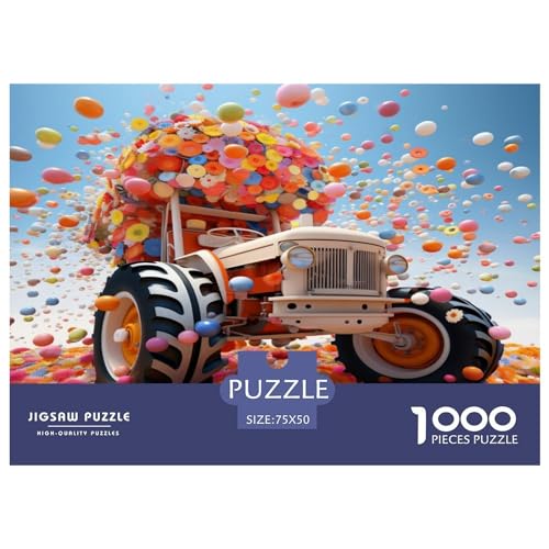 Puzzles für Erwachsene, 1000-teiliges Puzzle für Erwachsene, Kunsttraktor, kreative rechteckige Puzzles, Holzpuzzle, Puzzle 1000 Teile (75 x 50 cm) von XJmoney
