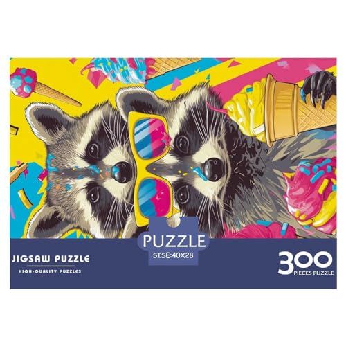 Puzzles für Erwachsene, 300 Teile, Klassische Kunst, Waschbär, Holzpuzzle, entspannendes Puzzlespiel, Denksportaufgaben, 300 Teile (40 x 28 cm) von XJmoney