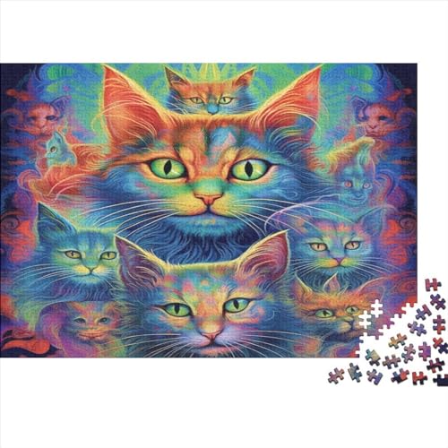 Puzzles für Erwachsene, 500 Teile, Puzzle für Erwachsene, Katze, kreative rechteckige Puzzles, Holzpuzzle, Puzzle 500 Teile (52 x 38 cm) von XJmoney