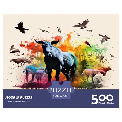 Puzzles für Erwachsene, 500 Teile, Verschiedene Tiere, kreative Holzpuzzles, praktisches Spiel, Puzzle, Familiendekoration, 500 Teile (52 x 38 cm) von XJmoney