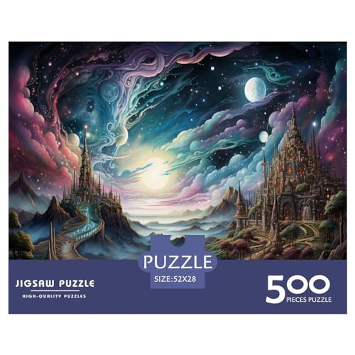 Puzzles für Erwachsene, 500 Teile, klassisches Schloss-Holzpuzzle, entspannendes Puzzlespiel, Denksportaufgaben, 500 Teile (52 x 38 cm) von XJmoney