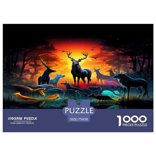 Puzzles für Erwachsene, Wild_Animals, Holzpuzzle, 1000 Teile, kreatives rechteckiges Puzzle, Denksportaufgaben, Spiel, 1000 Teile (75 x 50 cm) von XJmoney