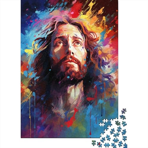 Puzzles für Erwachsene und farbenfrohe Kunst „Jesus“, 300-teiliges Puzzlespiel, Holzpuzzle für Erwachsene und ab 18 Jahren, Denksportspiel, 300 Teile (40 x 28 cm) von XJmoney