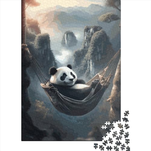 Rechteckiges Papier-Puzzle mit Hängematte und Panda, Entspannungsspielzeug, für Erwachsene und Kinder, Vatertagsgeschenke, 70 x 50 cm, 1000 Stück Rechteckiges Papier-Puzzle mit Hängematte und Panda, Entspannungsspielzeug, für Erwachsene und Kinder, Vatertagsgeschenke, 70 x 50 cm, 1000 Stück von XJmoney