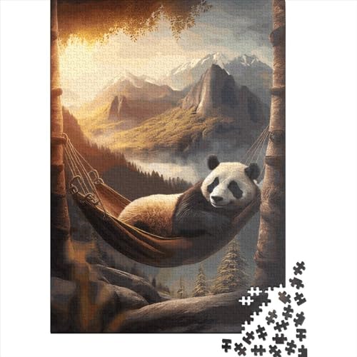 Rechteckiges Papier-Puzzle mit Hängematte und Panda, Entspannungsspielzeug, für Erwachsene und Kinder, Vatertagsgeschenke, 70 x 50 cm, 1000 Stück Rechteckiges Papier-Puzzle mit Hängematte und Panda, Entspannungsspielzeug, für Erwachsene und Kinder, Vatertagsgeschenke, 70 x 50 cm, 1000 Stück von XJmoney