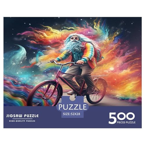 Riding_Bicycle Puzzlespiel für Kinder und Erwachsene, 500 Teile, kreatives Holzpuzzle, Dekomprimierungsspiel, 500 Teile (52 x 38 cm) von XJmoney