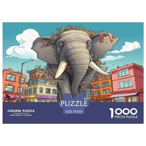 Riesen-Elefant-Puzzle, 1000 Teile, für Erwachsene, Puzzle für Erwachsene, 1000 Teile, Lernspiele, 1000 Teile (75 x 50 cm) von XJmoney