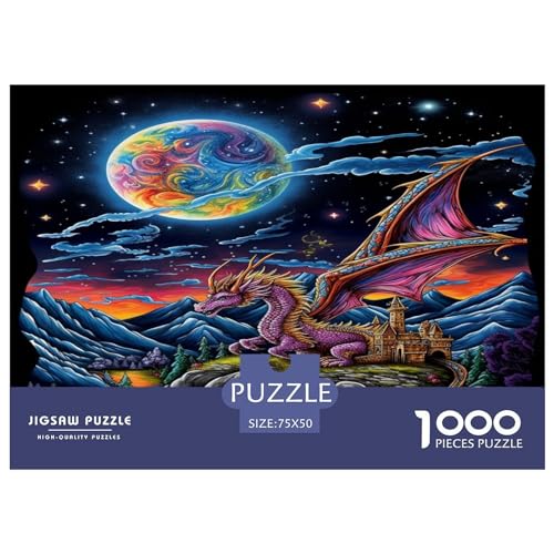 Riesiges Drachen-Puzzlespiel für Kinder und Erwachsene, 1000-teiliges Puzzle, kreatives Holzpuzzle, Dekomprimierungsspiel, 1000 Stück (75 x 50 cm) von XJmoney