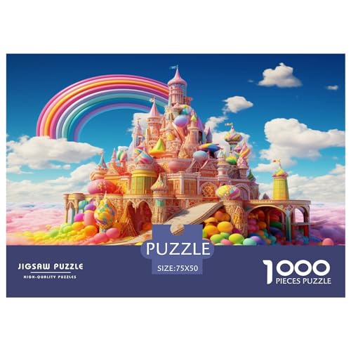 Schloss-Puzzlespiel für Kinder und Erwachsene, 1000-teiliges Puzzle, kreatives Holzpuzzle, Dekomprimierungsspiel, 1000 Stück (75 x 50 cm) von XJmoney