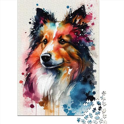 Shetland Sheepdog Hundepuzzle Freundliche Materialien Puzzle aus 100% recyceltem Karton für Kinder und Erwachsene ab 12 Jahren 38x26cm/1000 Teile von XJmoney