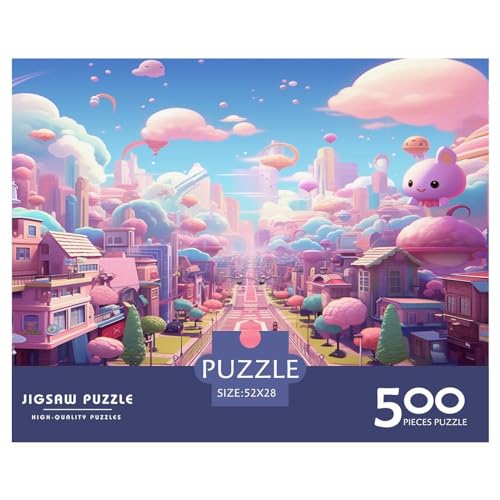 Stadtpuzzle für Mädchen für Erwachsene, 500-teiliges Puzzle für Erwachsene, lustiges Holzpuzzle zum Dekomprimieren, 500 Teile (52 x 38 cm) von XJmoney