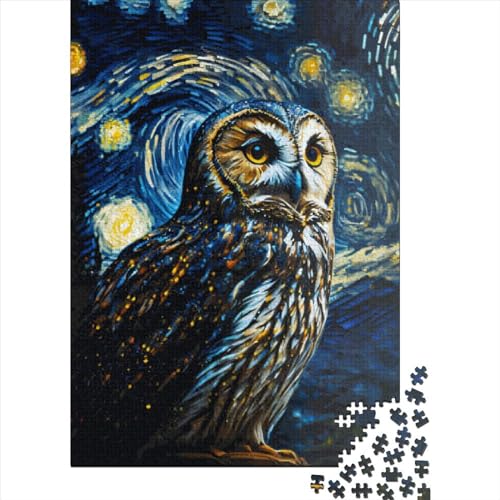Starry Night Owl Dekompressionspuzzle, 100% recycelter Karton Puzzle für erwachsene Kinder, Halloween-Geschenke, 38 x 26 cm / 1000 Teile von XJmoney