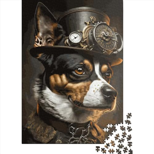 Steampunk Dog Puzzle 100% recycelter Karton Puzzle 100% recycelter Karton für Erwachsene Jugendliche Ostergeschenke 38 x 26 cm / 1000 Stück von XJmoney